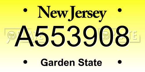 A553908 New Jersey License Plate