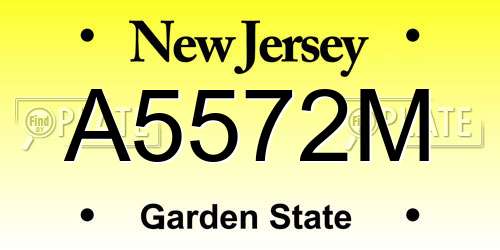 A5572M New Jersey License Plate