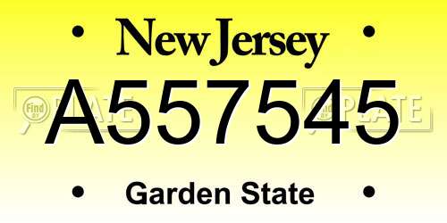 A557545 New Jersey License Plate