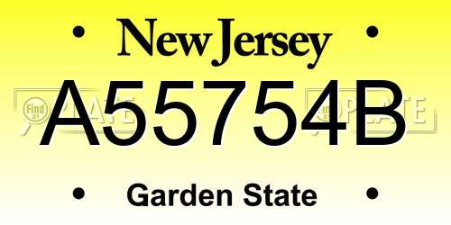 A55754B New Jersey License Plate