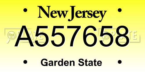 A557658 New Jersey License Plate