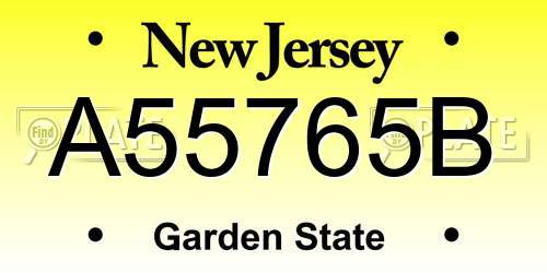 A55765B New Jersey License Plate