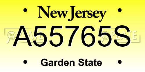 A55765S New Jersey License Plate