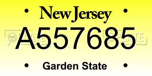 A557685 New Jersey License Plate