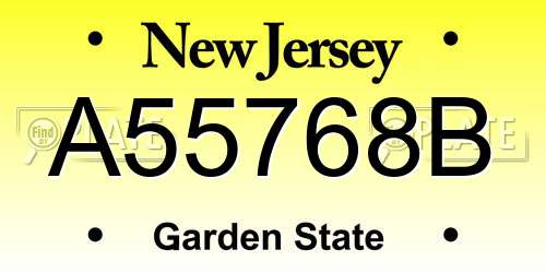 A55768B New Jersey License Plate
