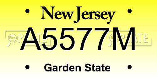 A5577M New Jersey License Plate
