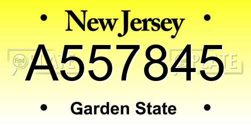 A557845 New Jersey License Plate