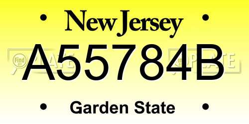 A55784B New Jersey License Plate