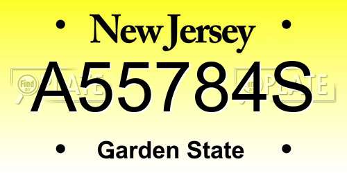 A55784S New Jersey License Plate