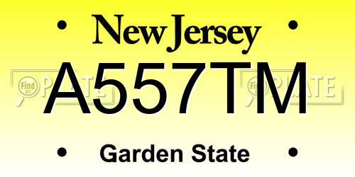 A557TM New Jersey License Plate