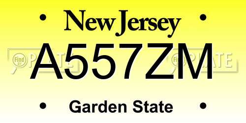 A557ZM New Jersey License Plate