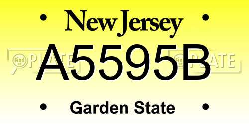 A5595B New Jersey License Plate