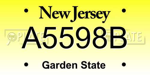 A5598B New Jersey License Plate