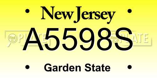A5598S New Jersey License Plate