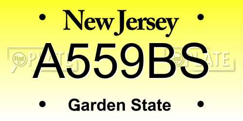A559BS New Jersey License Plate