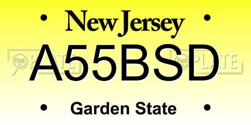 A55BSD New Jersey License Plate