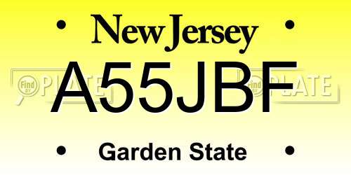 A55JBF New Jersey License Plate