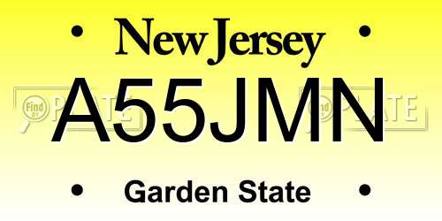 A55JMN New Jersey License Plate