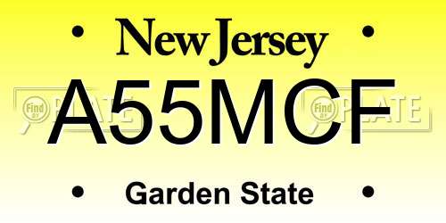 A55MCF New Jersey License Plate