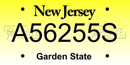 A56255S New Jersey License Plate