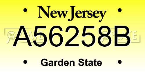 A56258B New Jersey License Plate
