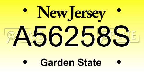 A56258S New Jersey License Plate