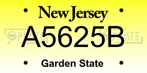 A5625B New Jersey License Plate