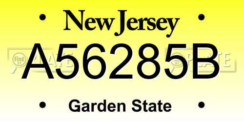 A56285B New Jersey License Plate