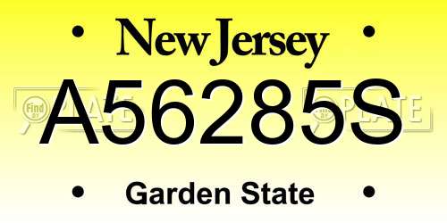 A56285S New Jersey License Plate