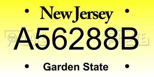 A56288B New Jersey License Plate