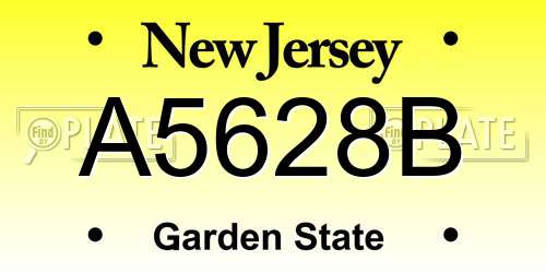 A5628B New Jersey License Plate