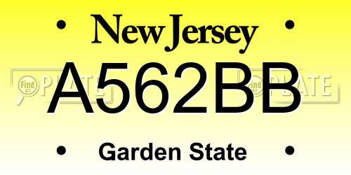 A562BB New Jersey License Plate