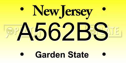 A562BS New Jersey License Plate
