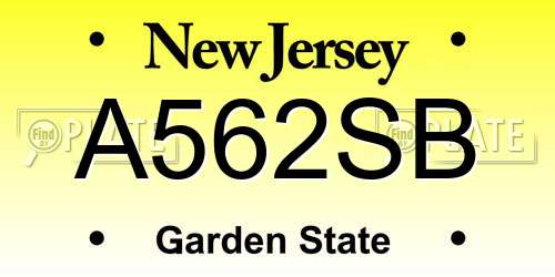 A562SB New Jersey License Plate