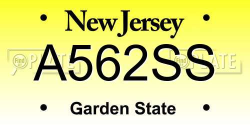 A562SS New Jersey License Plate