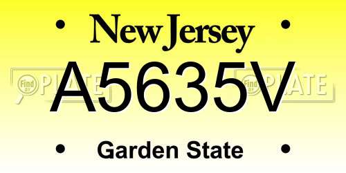 A5635V New Jersey License Plate
