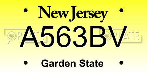 A563BV New Jersey License Plate