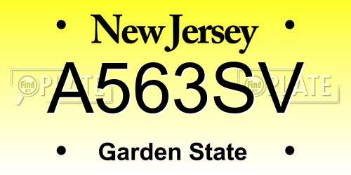 A563SV New Jersey License Plate
