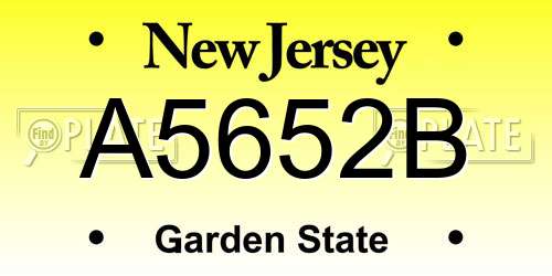 A5652B New Jersey License Plate