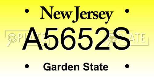 A5652S New Jersey License Plate