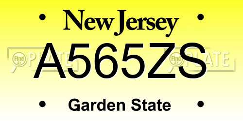 A565ZS New Jersey License Plate