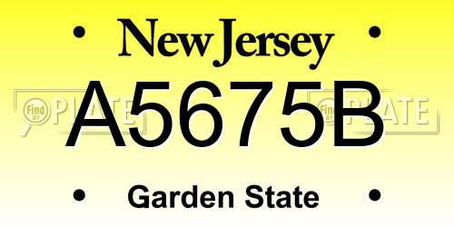 A5675B New Jersey License Plate