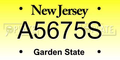 A5675S New Jersey License Plate