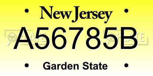 A56785B New Jersey License Plate