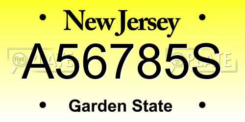 A56785S New Jersey License Plate