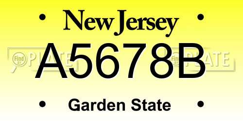 A5678B New Jersey License Plate