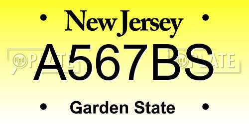 A567BS New Jersey License Plate