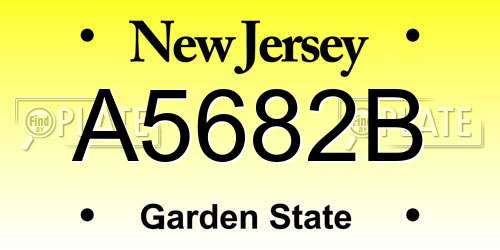 A5682B New Jersey License Plate