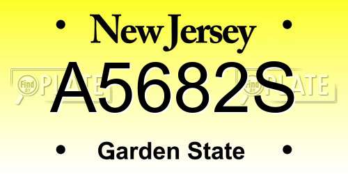 A5682S New Jersey License Plate
