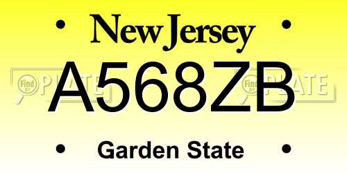 A568ZB New Jersey License Plate